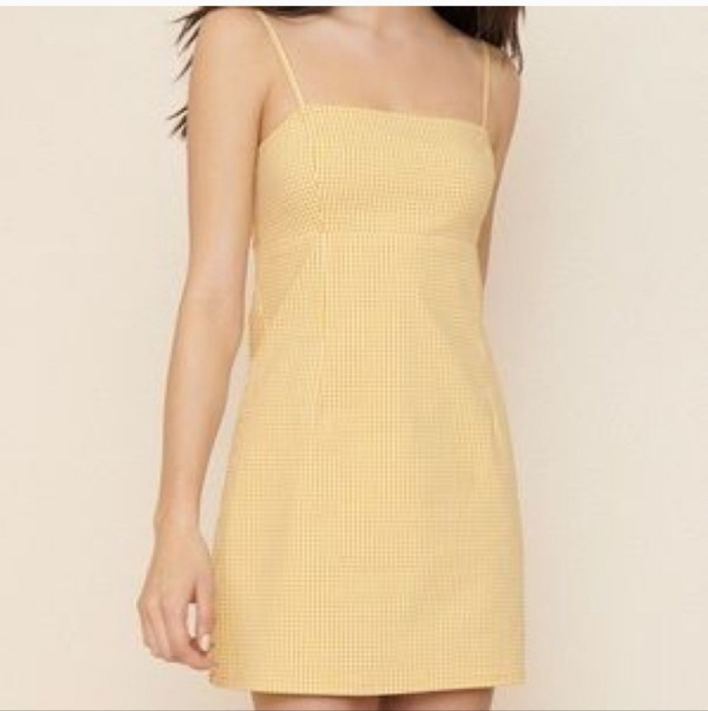 Garage Yellow Gingham Mini Dress
